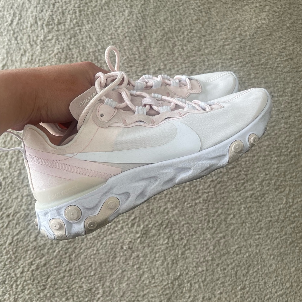 Nike React Element White and Pink Sneakers